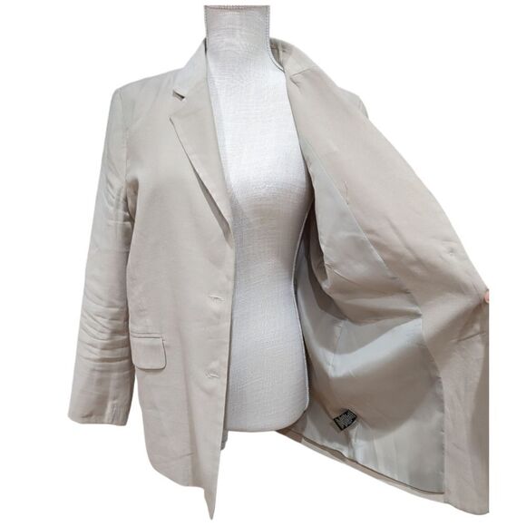Rachel Zoe Women's Beige Rayon Two Button Blazer Size L - Picture 6 of 10